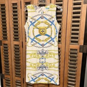 J. McLaughlin Off-White Scarf Print Sleeveless Sheath Dress